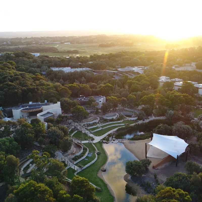 A drone shot of the Amphitheatre