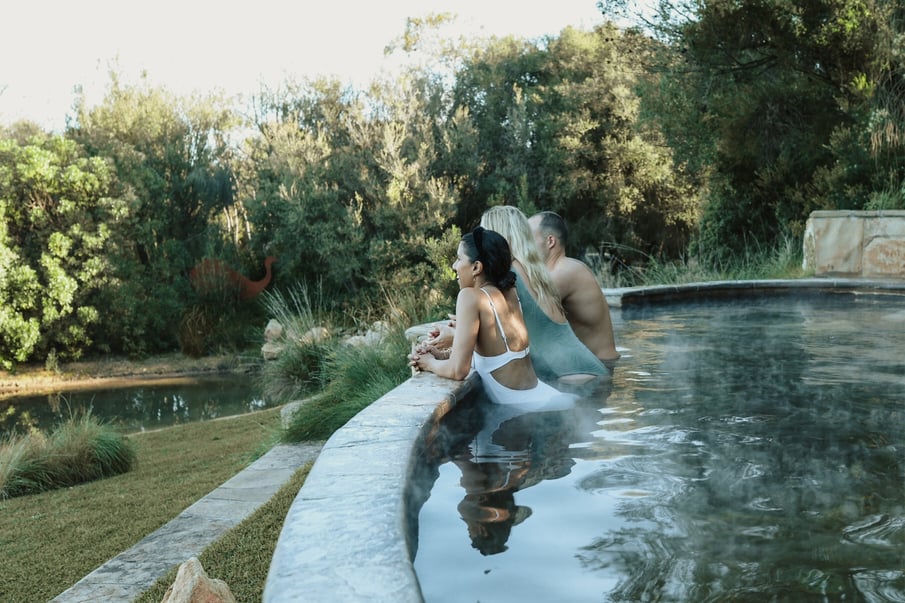 Three people bathing in the Amphitheatre