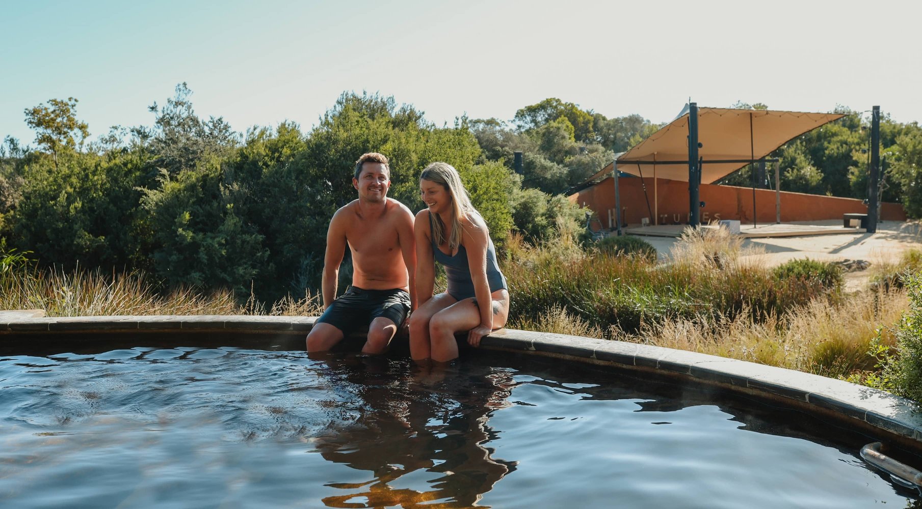 Two people bathing in the Amphitheatre