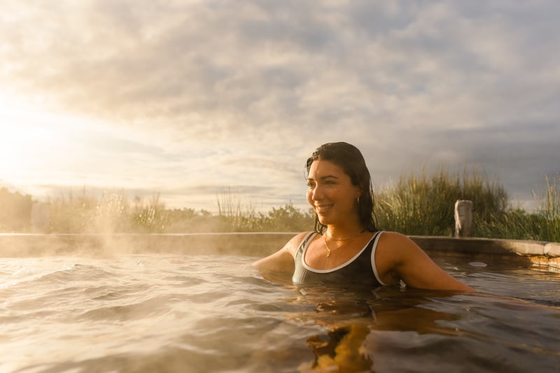 A woman bathing in the Hilltop pool