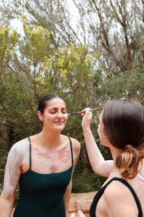 Friends taking part in the Body Clay Ritual
