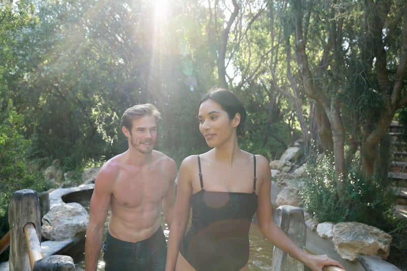 Two people in the bathing area