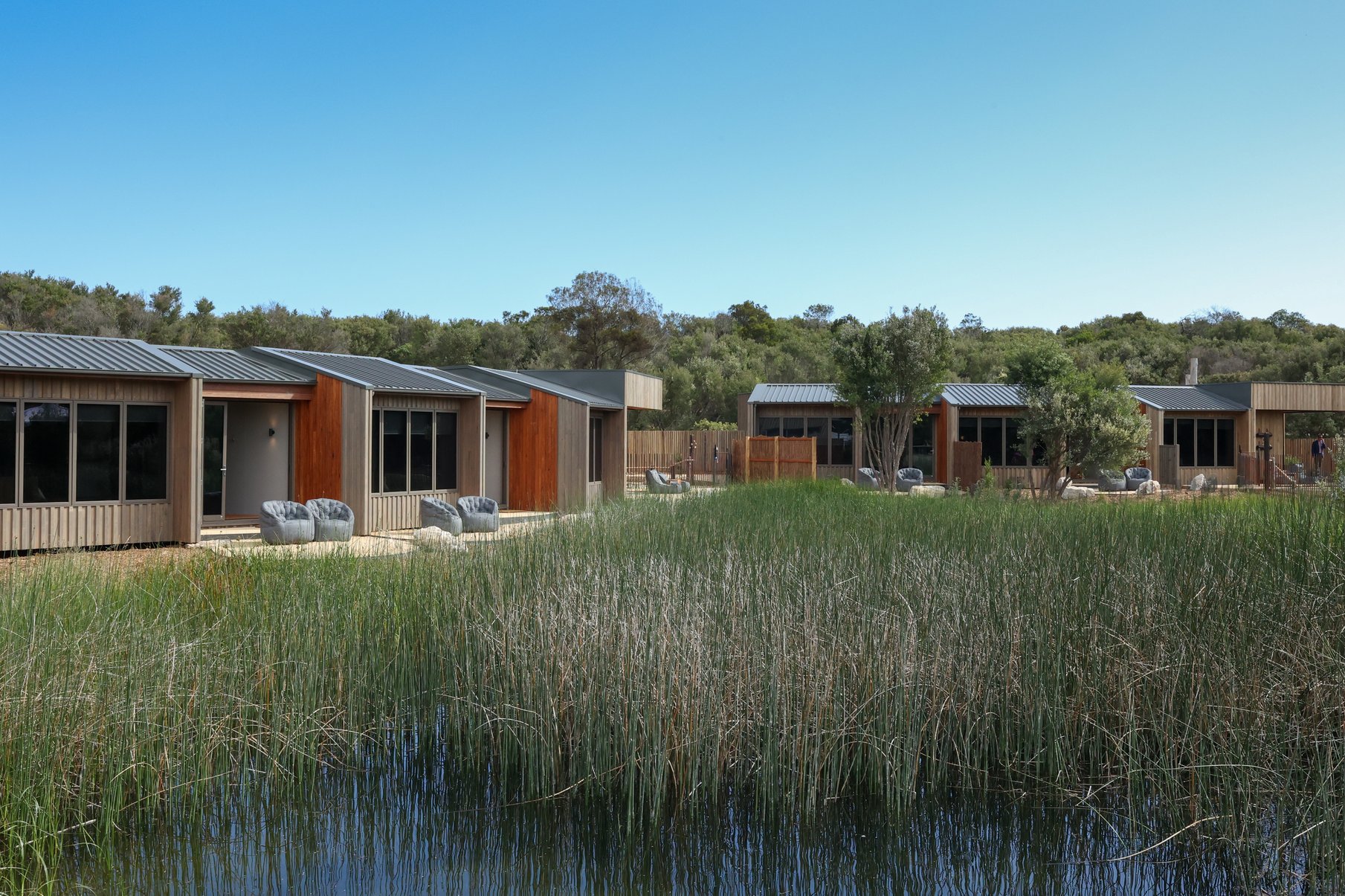 The outside of the Eco Lodges