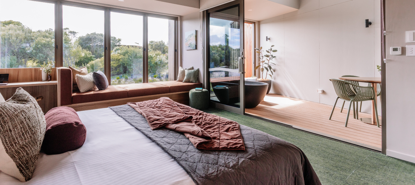 The inside of an Eco Lodge room