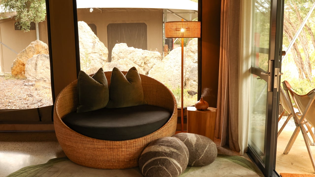 A day bed in the Glamping tents