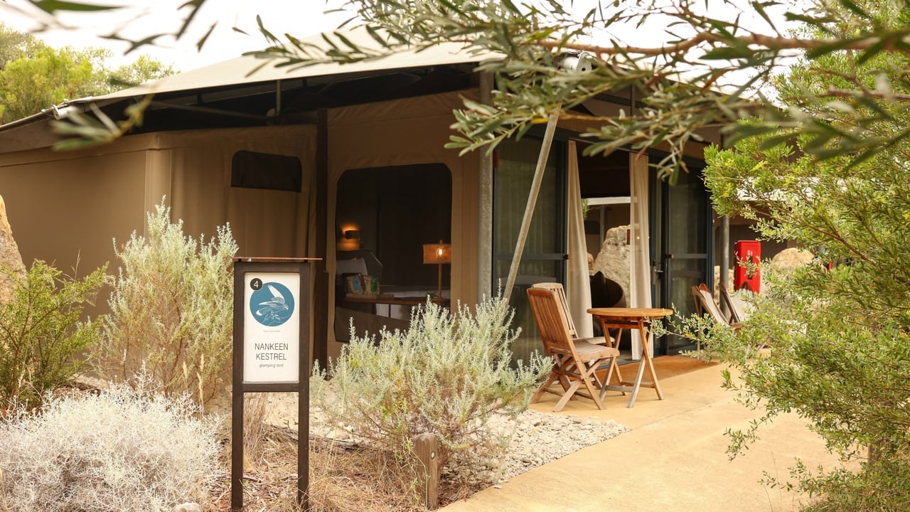 The outside of a Glamping tent