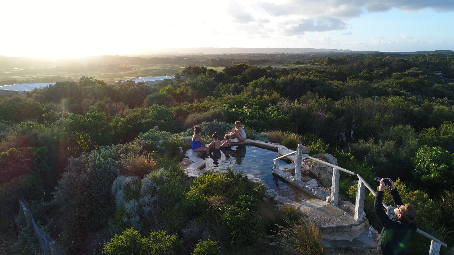 A group of friends bathing at Hilltop