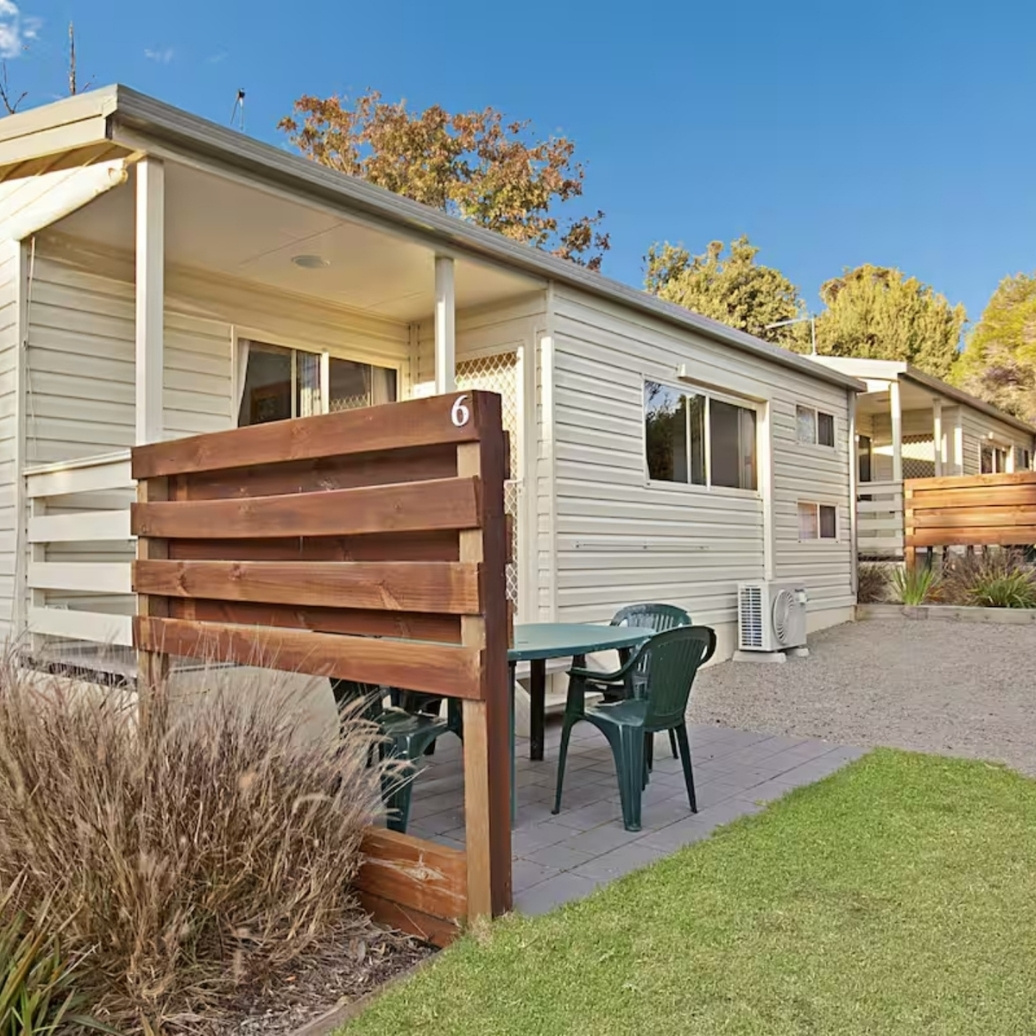 The exterior of a caravan