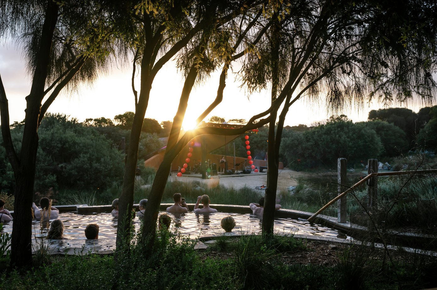People bathing and watching Lunar New Year