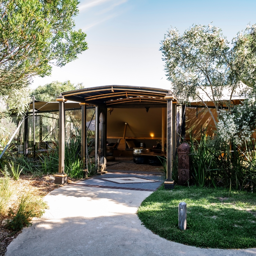 The outside of the Moroccan Pavilion