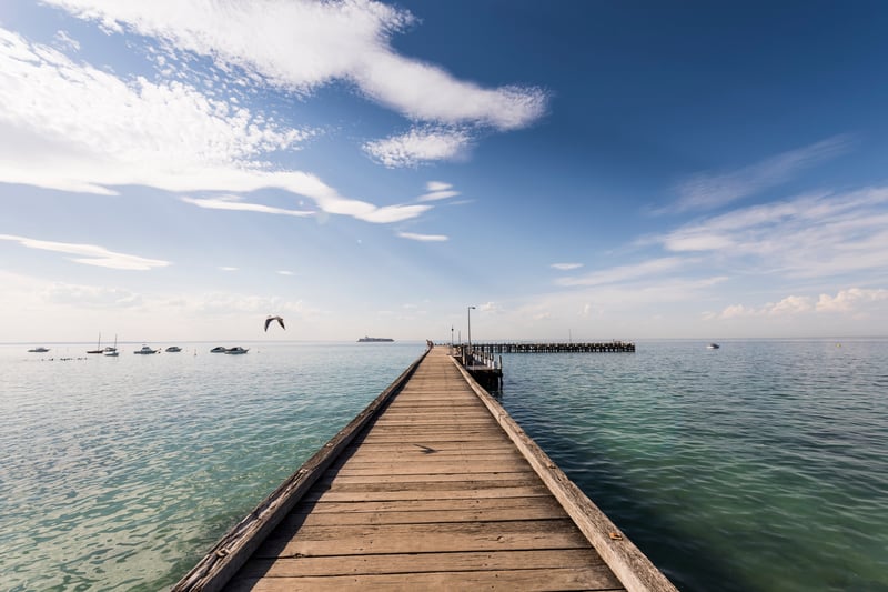A wide shot of Portsea Pier