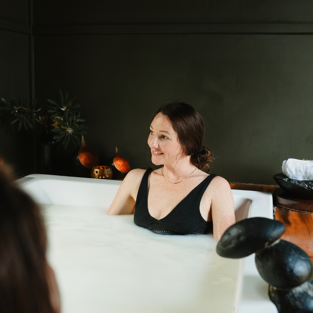 A person in a private bath