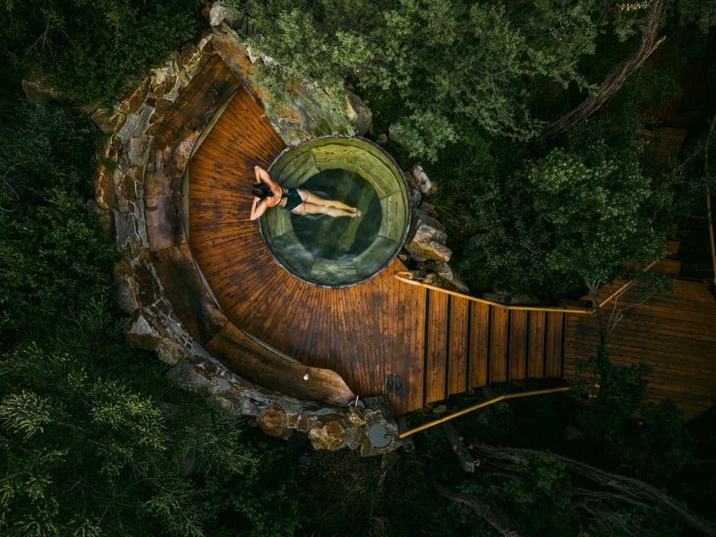 A drone image of the Sheoak Barrel Bath