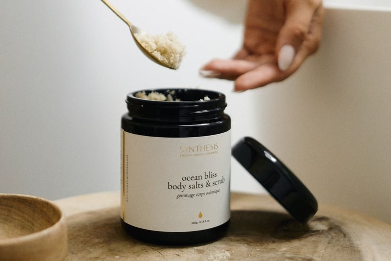 A jar of Ocean Bliss Body Salts and Scrub