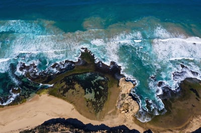 A drone shot of Sorrento Back Beach