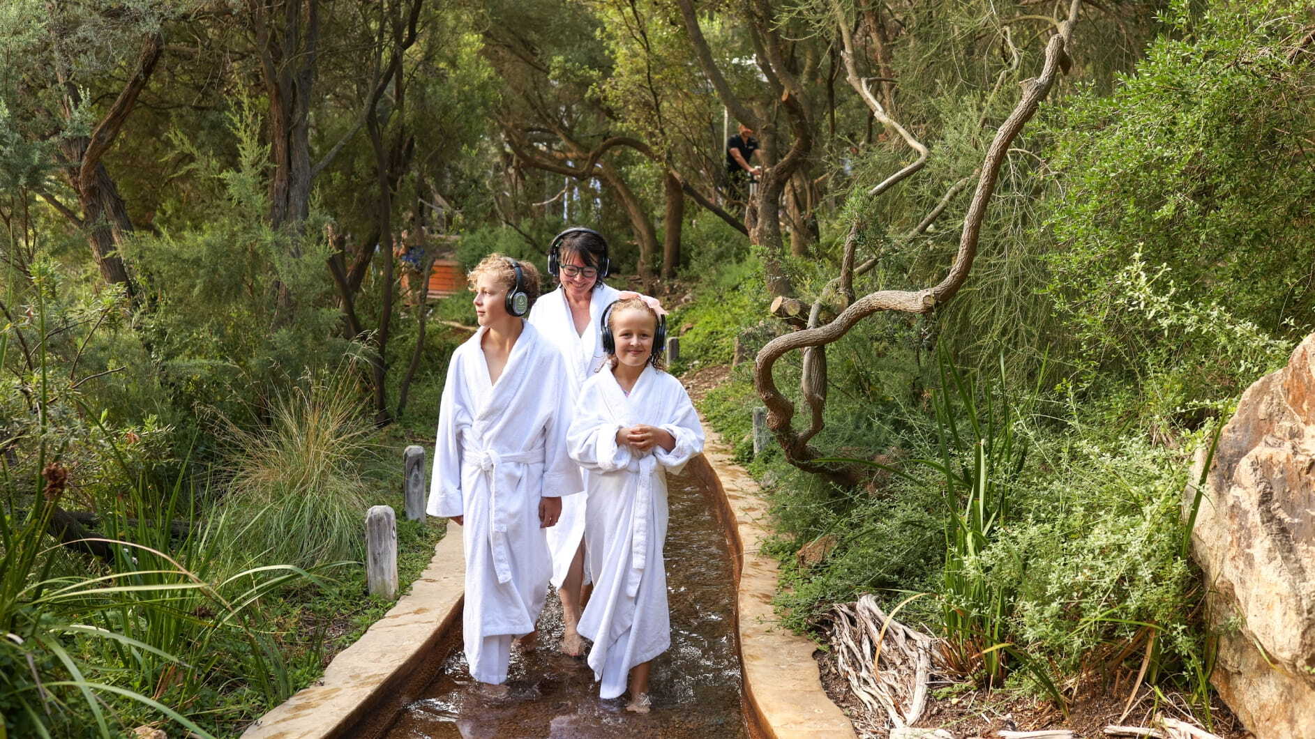 Three people doing the Sound Bathing Journey
