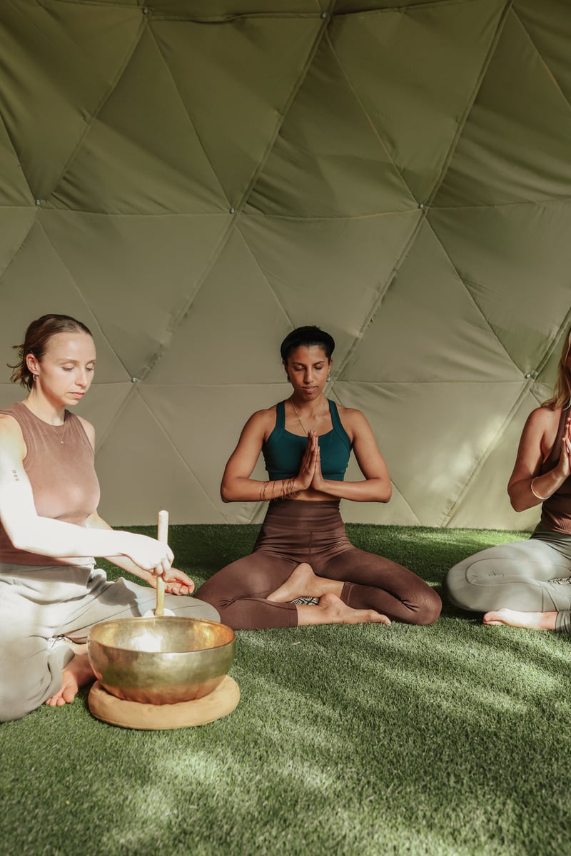 A groups of people meditating in the Sound Dome
