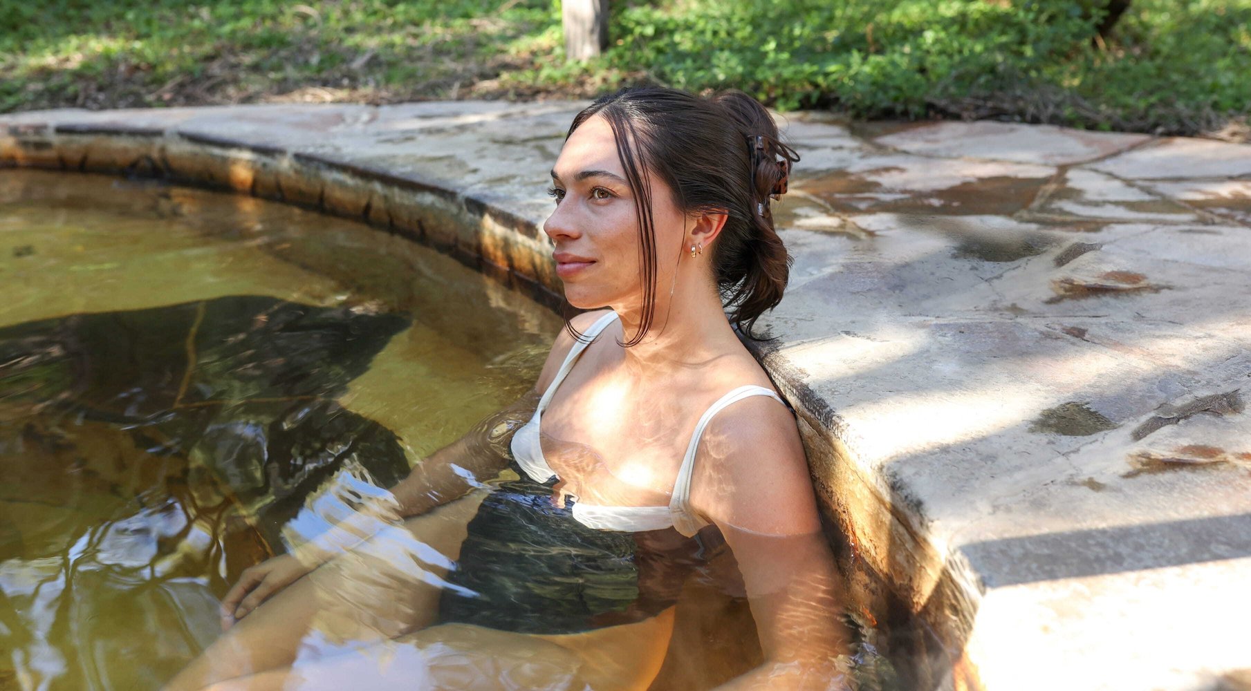 A woman bathing in the Spa Dreaming Centre
