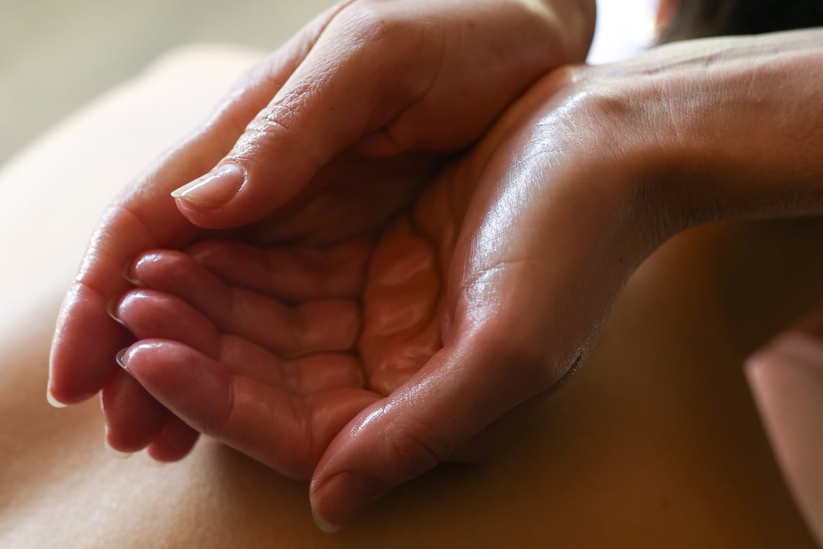 Someone receiving a massage