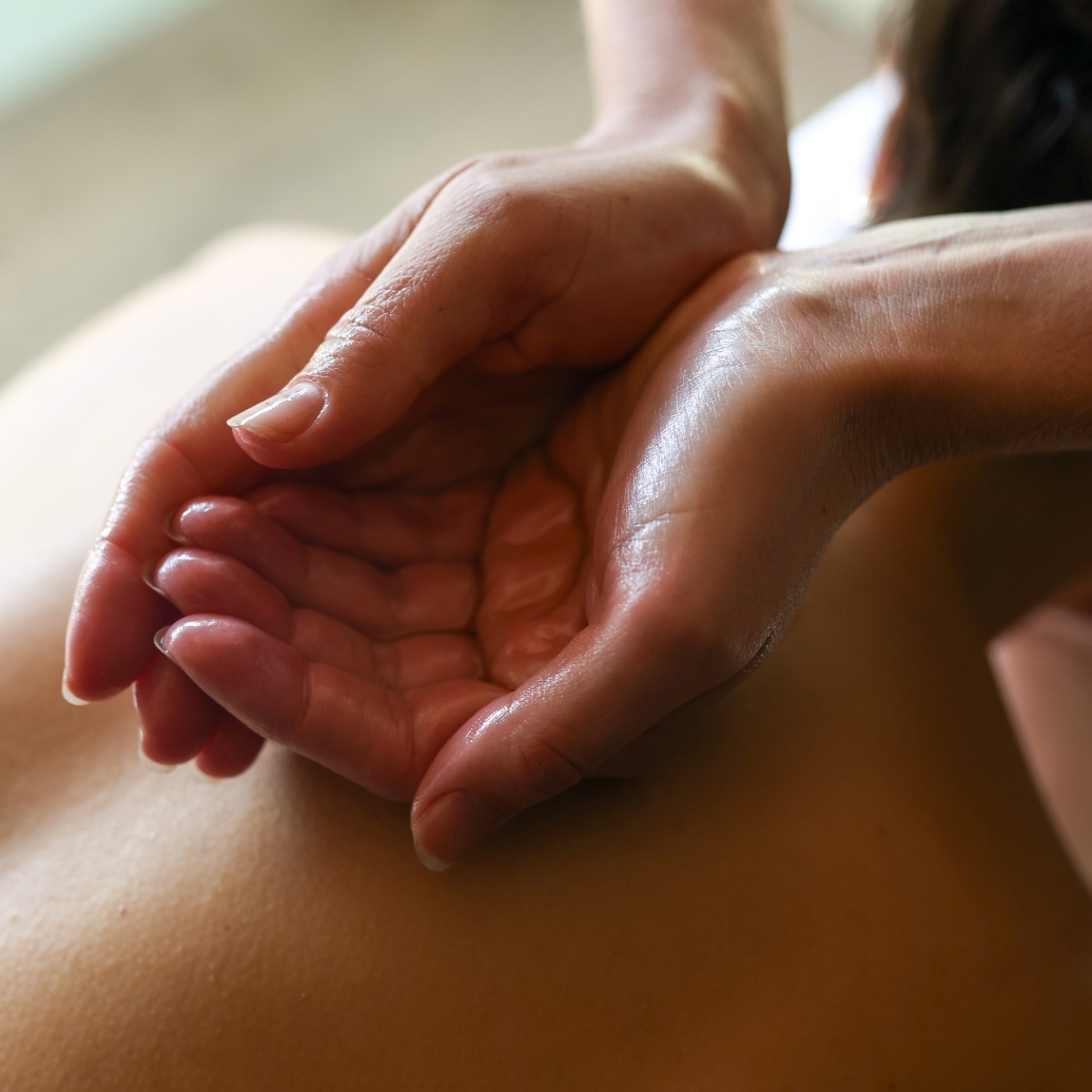 A woman receiving a massage
