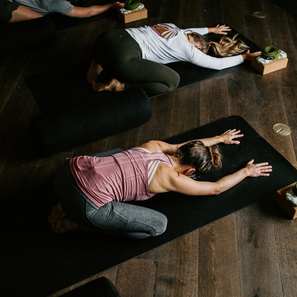 A group yoga class