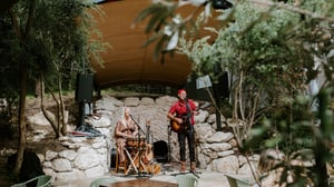The Calmer Miles performing on the Bath House Café stage
