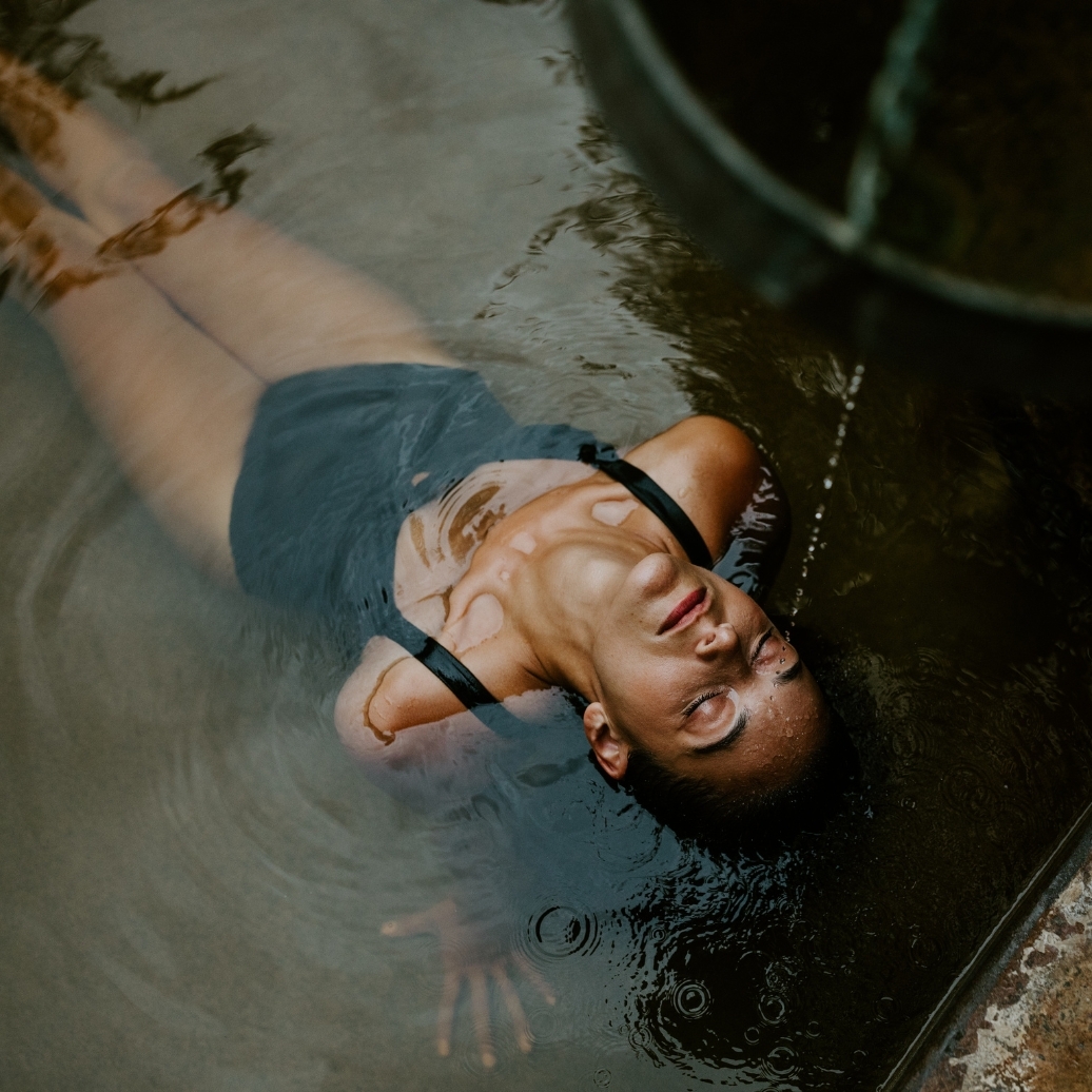 A person under a water massage
