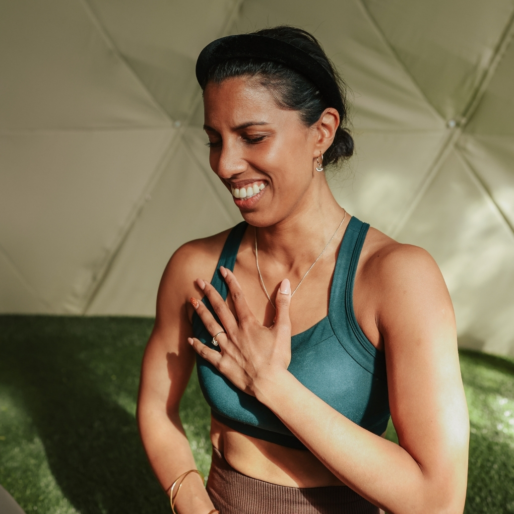 A woman doing yoga