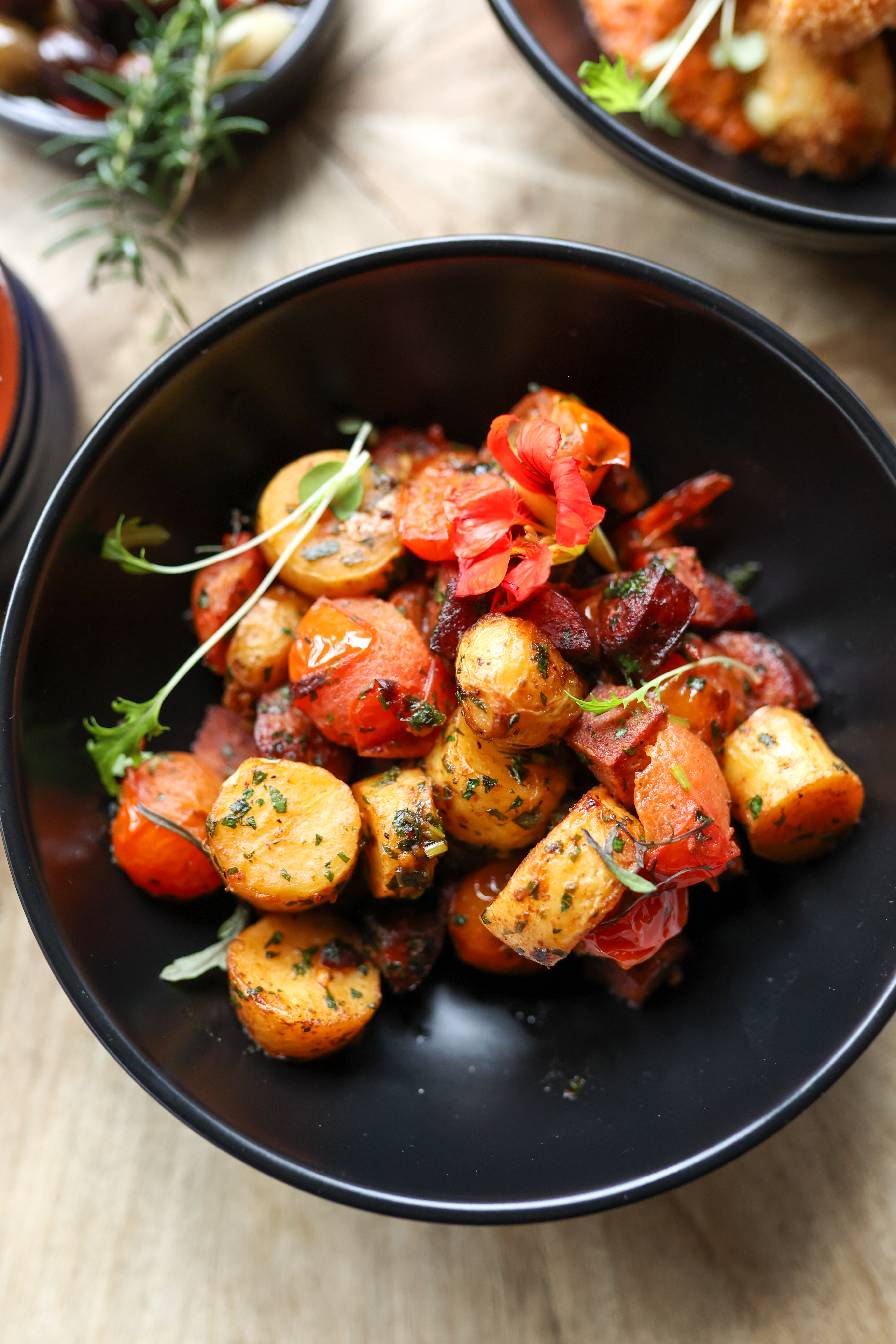 A plate of tapas food